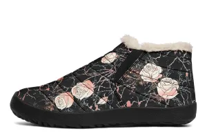 Blush Kintsugi Rose Winter Sneakers - Warm & Easy Slip-On Shoes Lined with Vegan Wool with Anti-Slip Soles