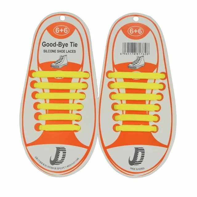 2017 12Pcs/Set Summer Hot Sale Fashion Children Shoes Accessory Shoelaces Athletic Running Lazy No Tie Silica Gel Shoe Laces