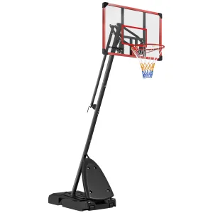 Adjustable Basketball Hoop with Weighted Base, 2.4-2.9m, Red