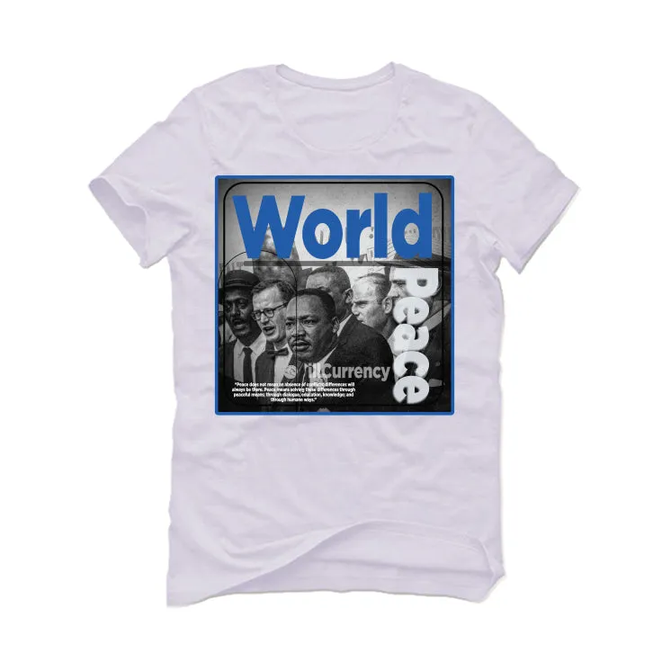 Air Jordan 2 Low Varsity Royal - White T-Shirt (WORLD PEACE)