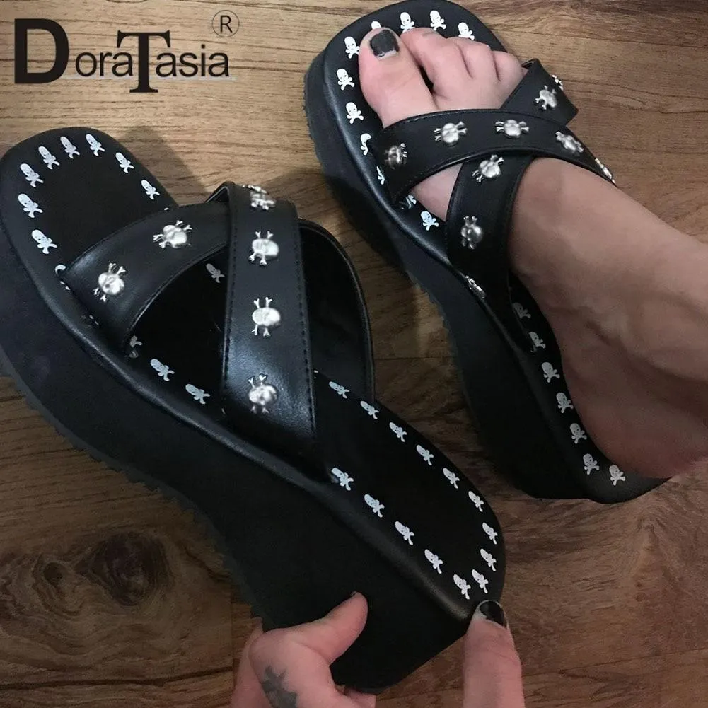 Amozae- Brand New Ladies High Platform Gothic Cosplay Slippers Wedges High Heels Summer Women Slippers Outdoor Sandal Slides 1126