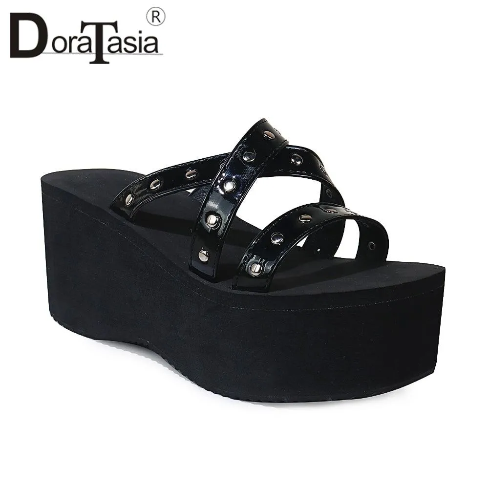 Amozae- Brand New Ladies High Platform Gothic Cosplay Slippers Wedges High Heels Summer Women Slippers Outdoor Sandal Slides 1126