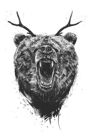 Angry Bear With Antlers