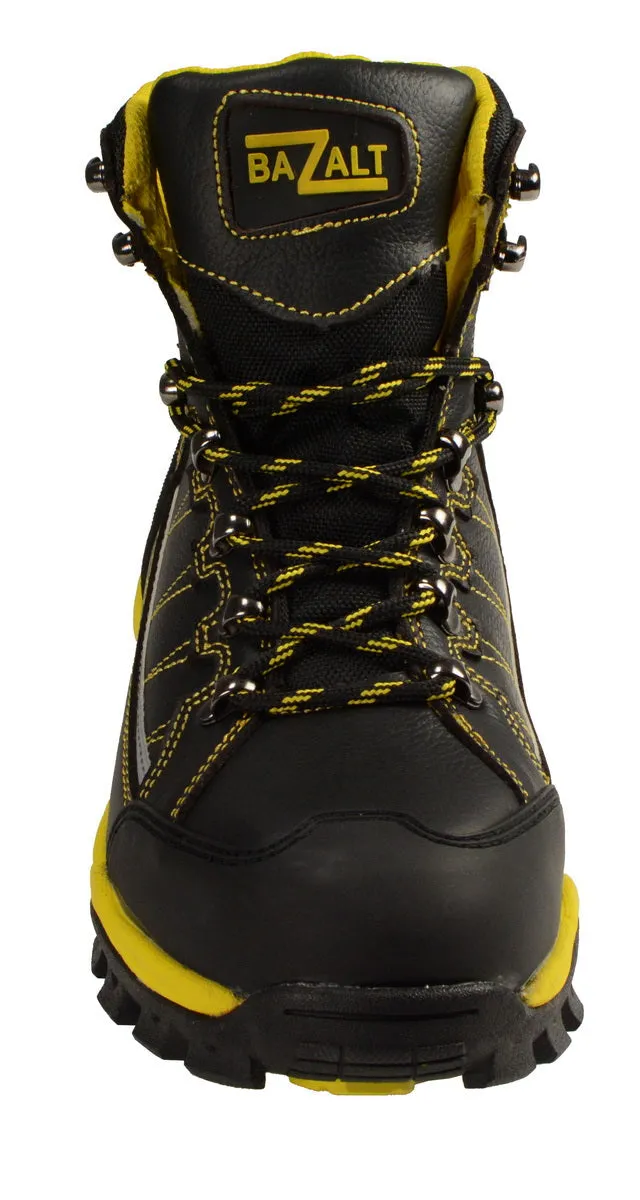 Bazalt MBM9122 Men's Black with Yellow Water and Frost Proof Leather Outdoor Lace-Up Boots