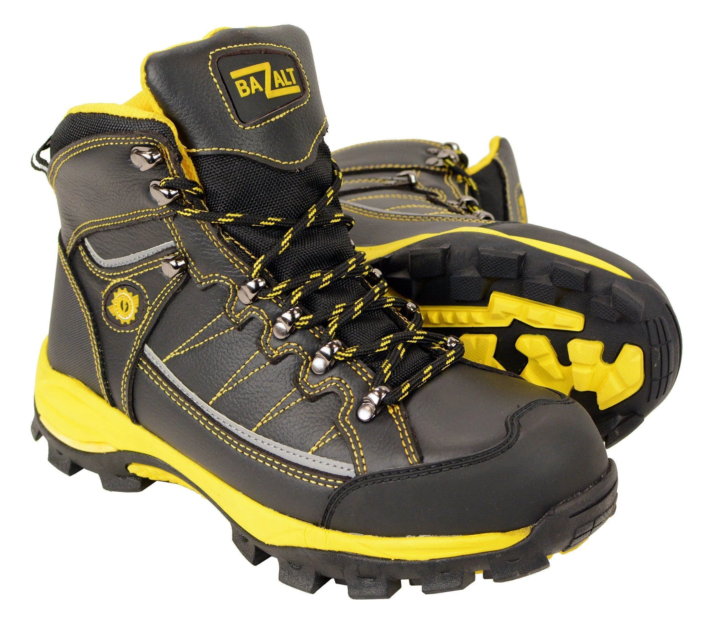 Bazalt MBM9122 Men's Black with Yellow Water and Frost Proof Leather Outdoor Lace-Up Boots