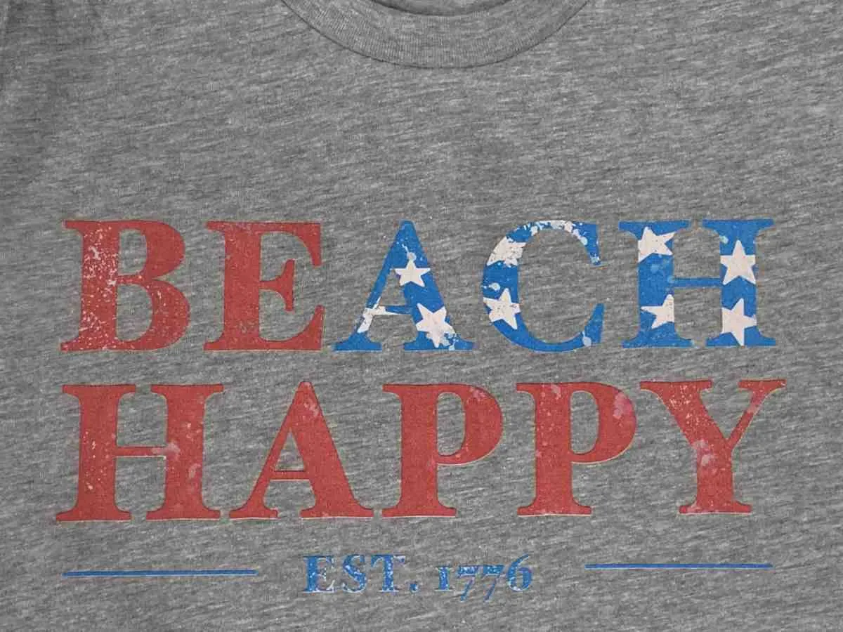 BEach HAPPY Patriotic Stars T-Shirt - Athletic Heather