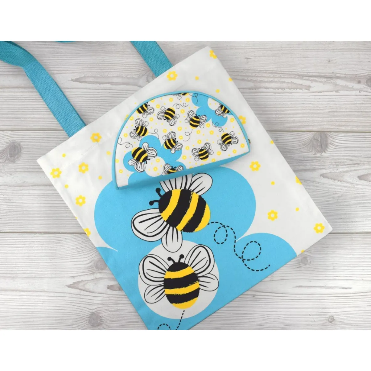 Bee Half Moon Canvas Pouch