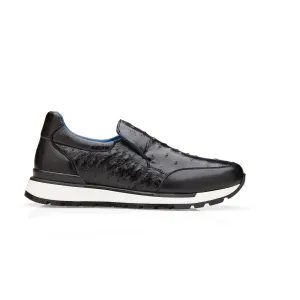 Belvedere Cramer in Back Ostrich & Leather Slip-on Sneakers