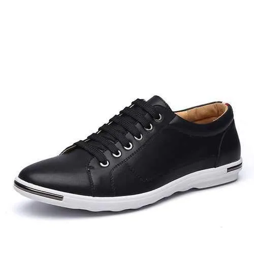 Big Size Men Leather Casual Lace Up Athletic Shoes