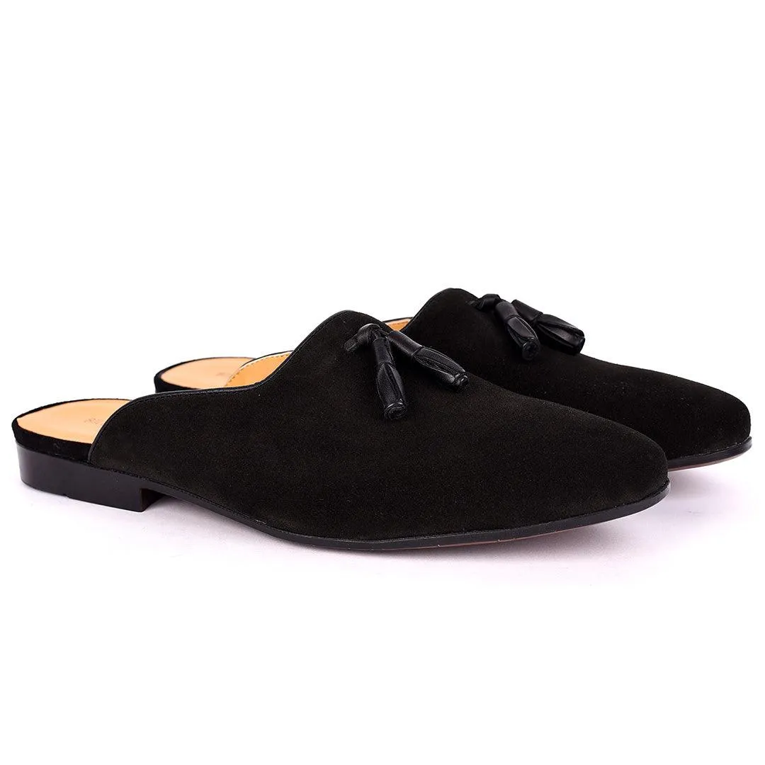 Billy Garrison Tassel Designed Suede Leather Men's Half Shoe- Black