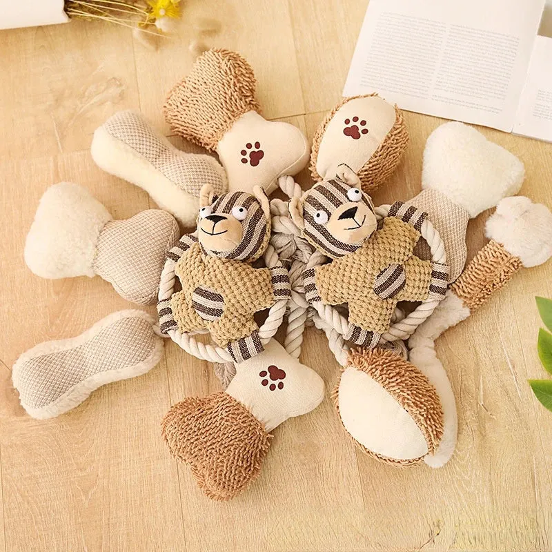 Bite-Resistant Cotton Rope Dog Toy with Sound – Durable Canvas Chew & Teeth Cleaner for Training