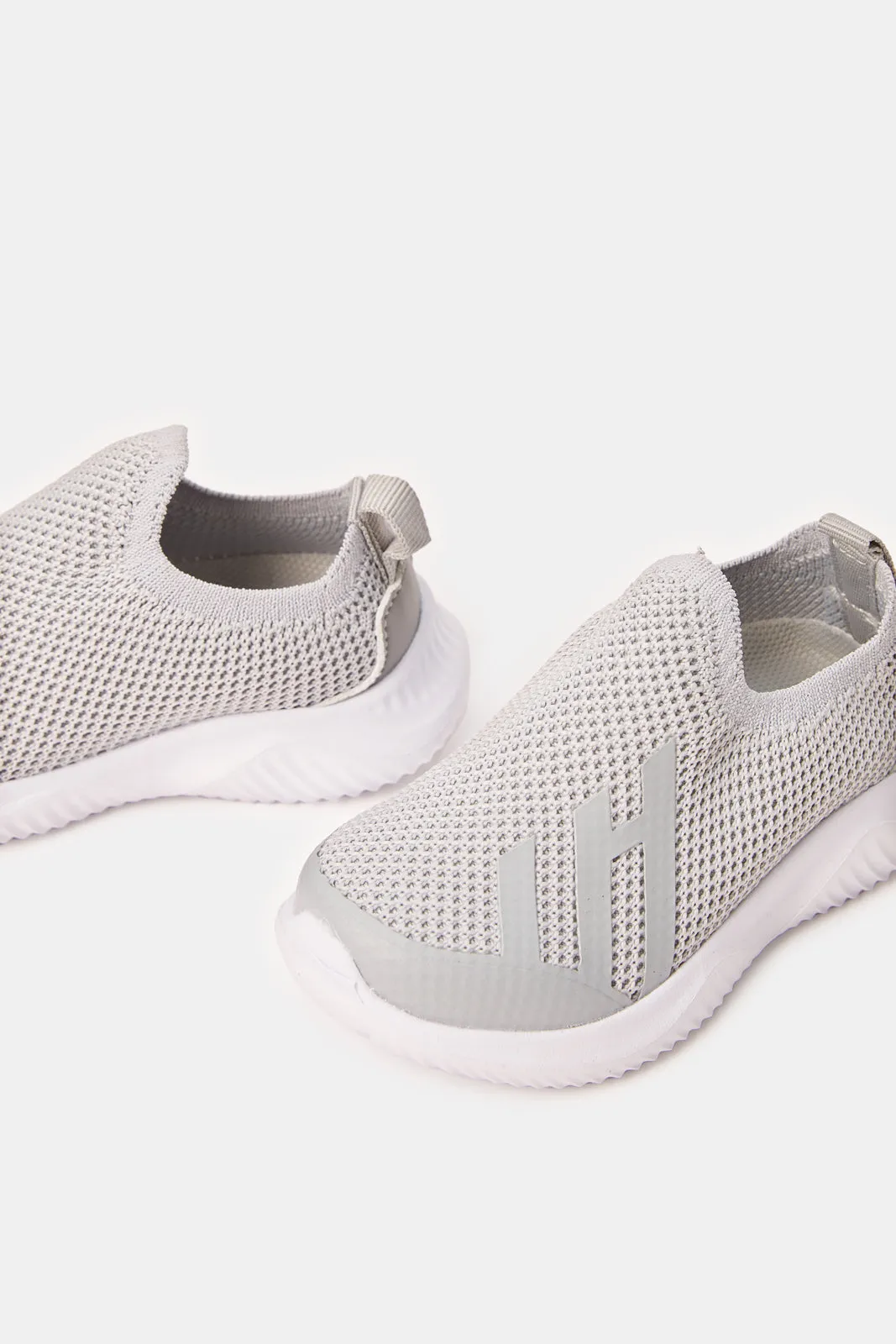 Boys Grey Slip-On Sneakers