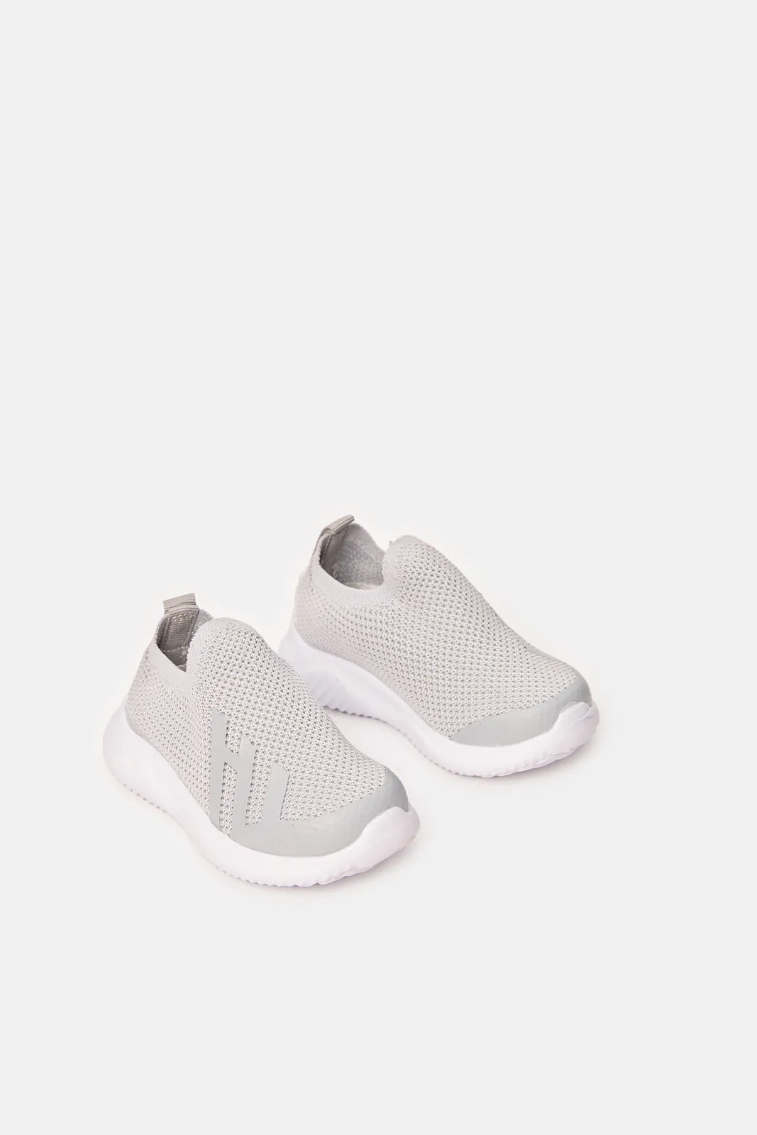 Boys Grey Slip-On Sneakers