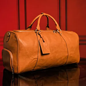 Brown Tumbled Leather Duffle Bag