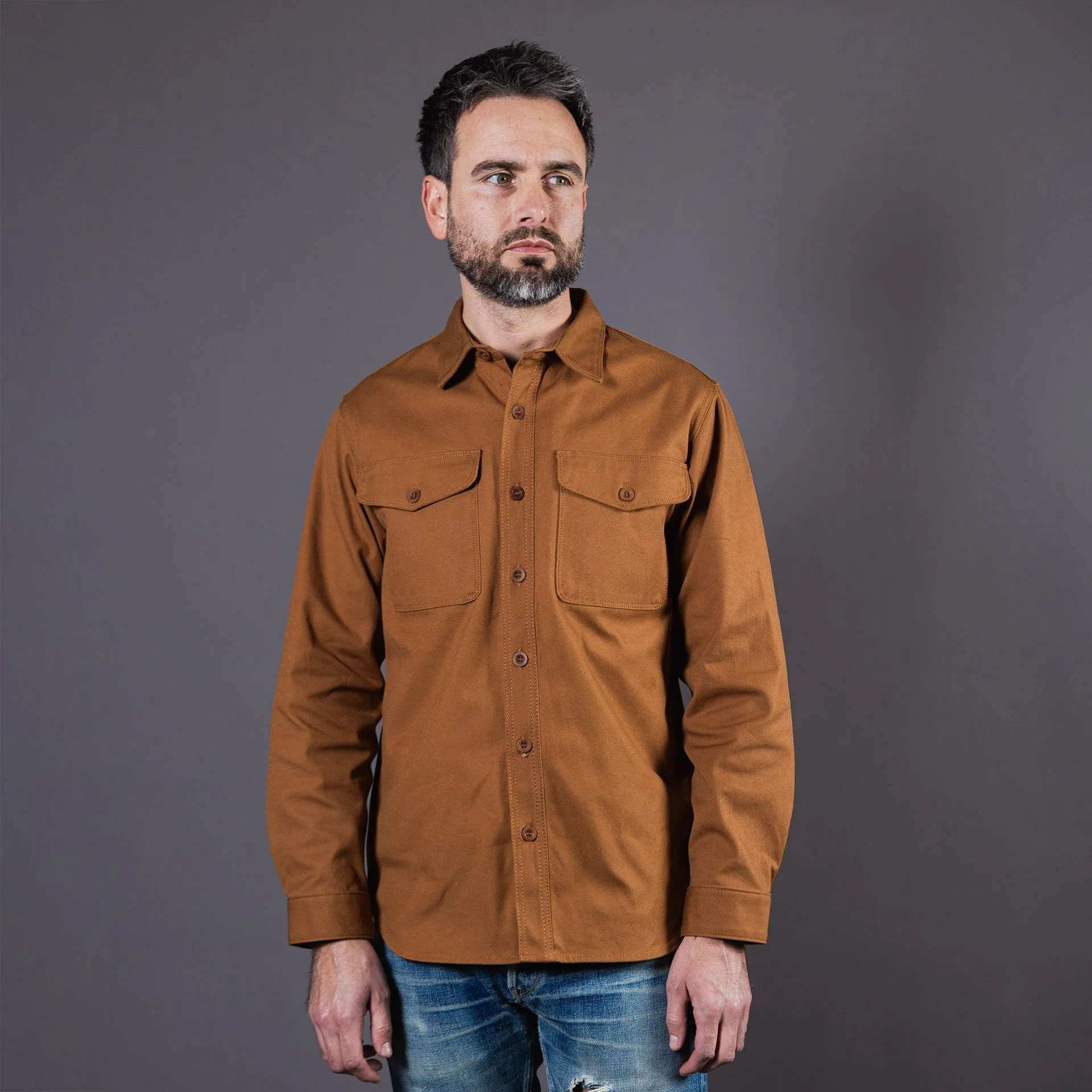 BWS-04 SCOUT OVERSHIRT 9 oz. brown selvedge duck canvas