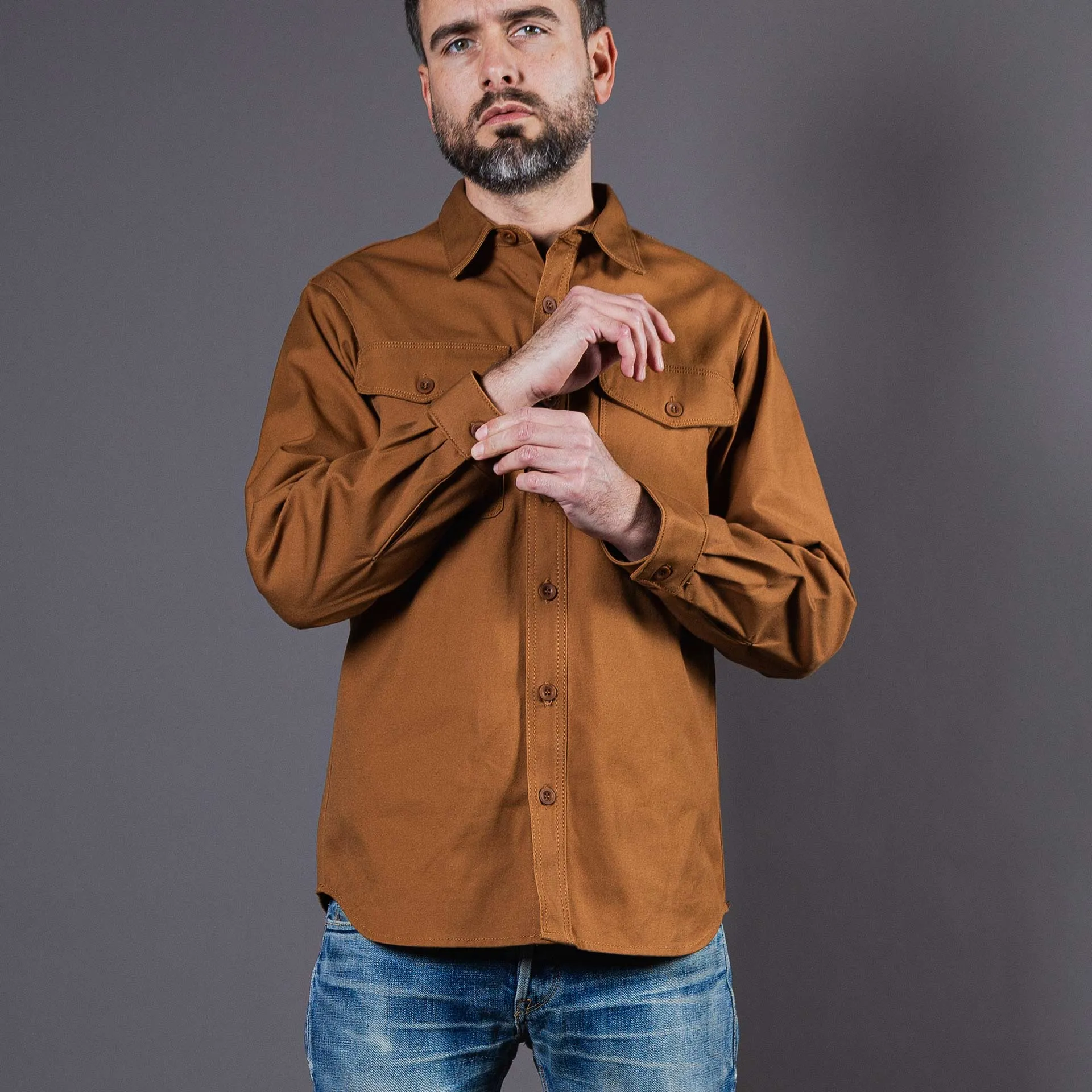 BWS-04 SCOUT OVERSHIRT 9 oz. brown selvedge duck canvas