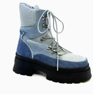 canvas blue platform shoe