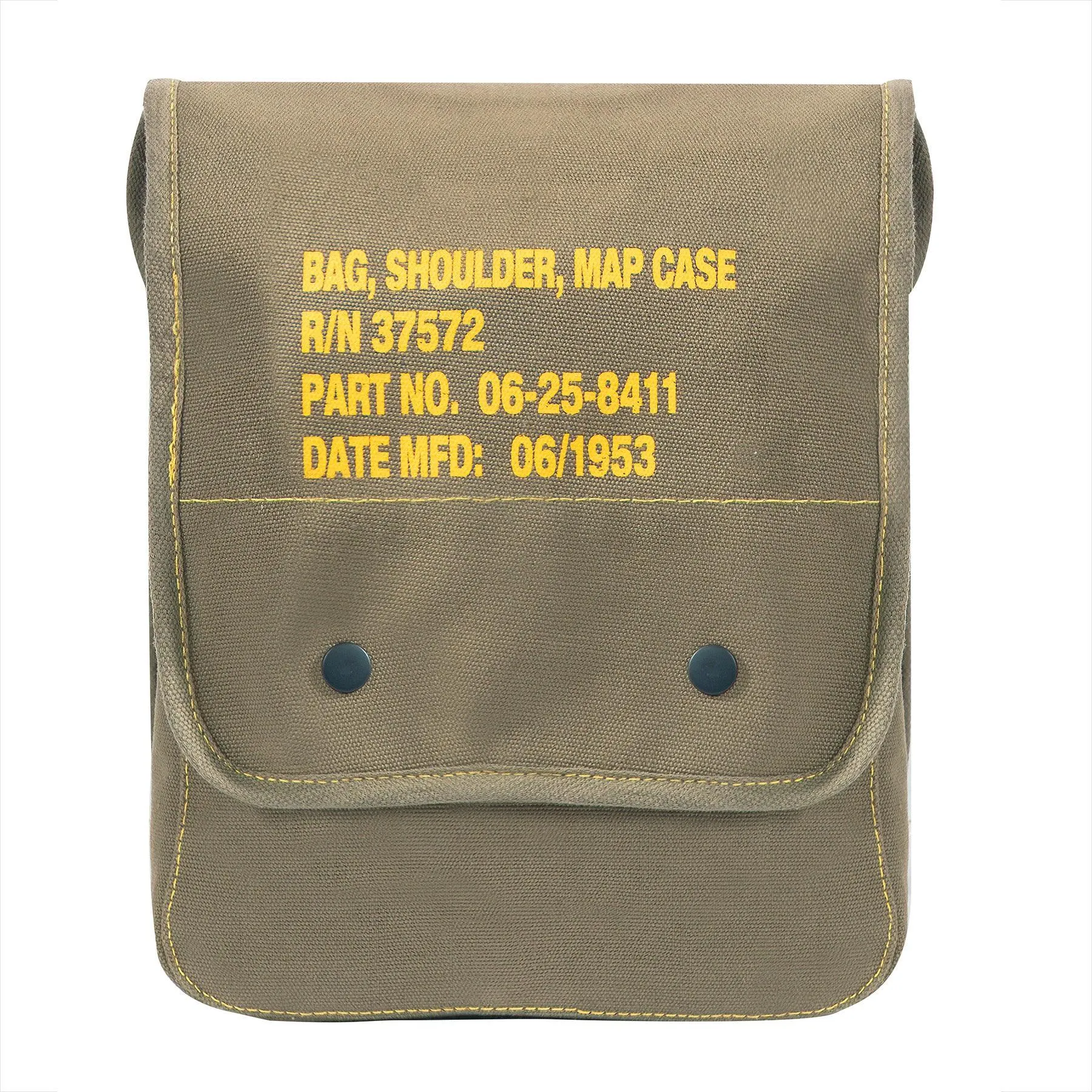 Canvas Map Case Shoulder Bag With Military Stencil