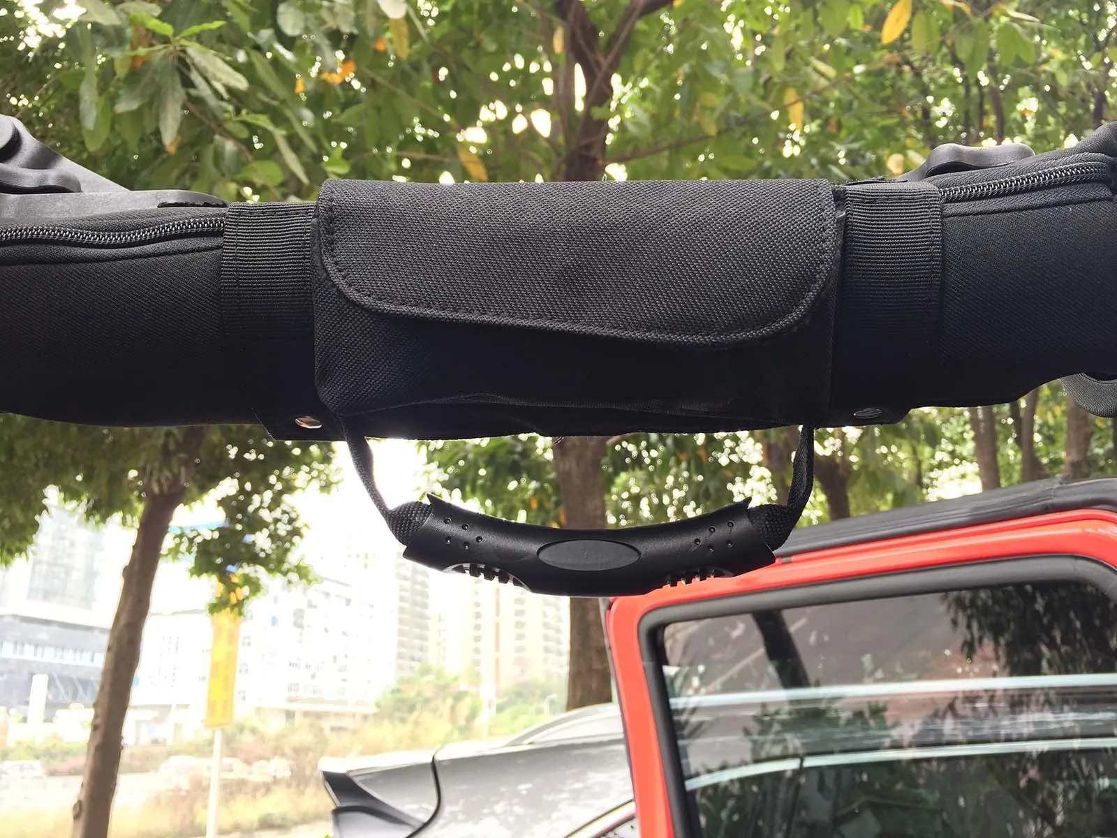 Canvas Roof Handle with Glasses Storage Bag Fit for Jeep Wrangler JK 2007-2017