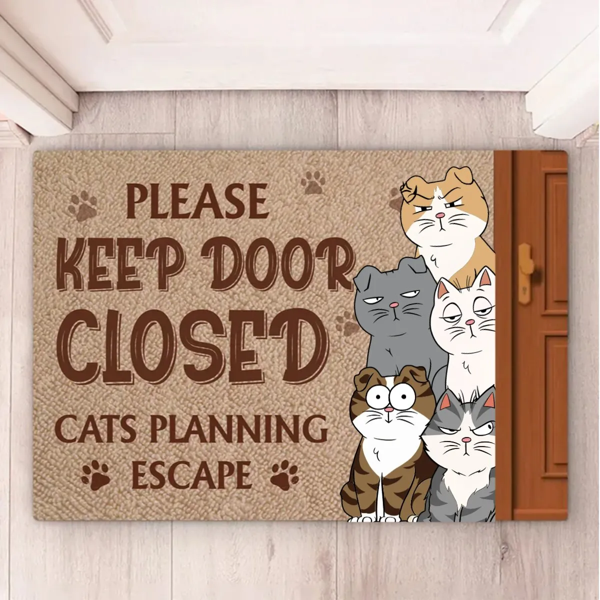 Cat Lovers - Keep Door Closed - Personalized Doormat