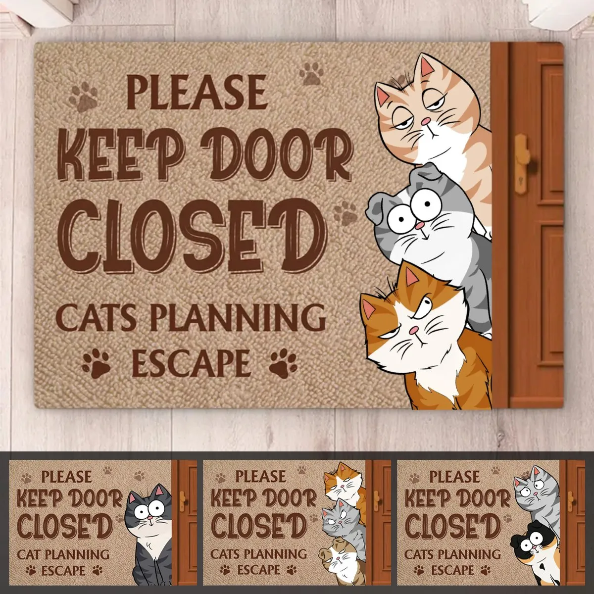 Cat Lovers - Keep Door Closed - Personalized Doormat