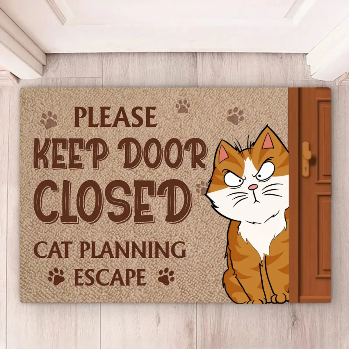 Cat Lovers - Keep Door Closed - Personalized Doormat