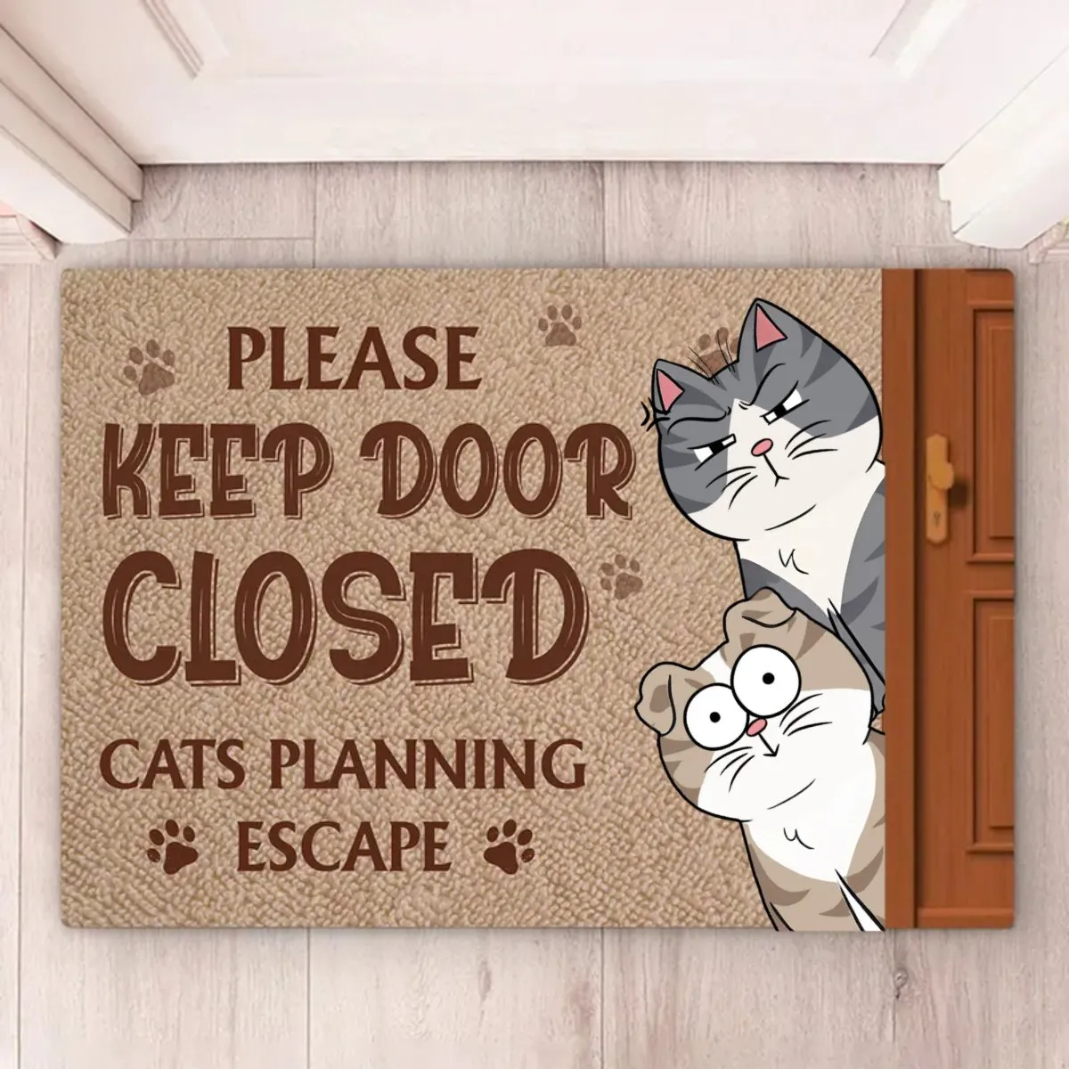 Cat Lovers - Keep Door Closed - Personalized Doormat