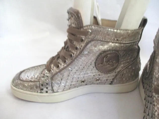 CHRISTIAN LOUBOUTIN Python Leather Hi-Top Sneaker TRAINER Shoe 36 GOLD Sport