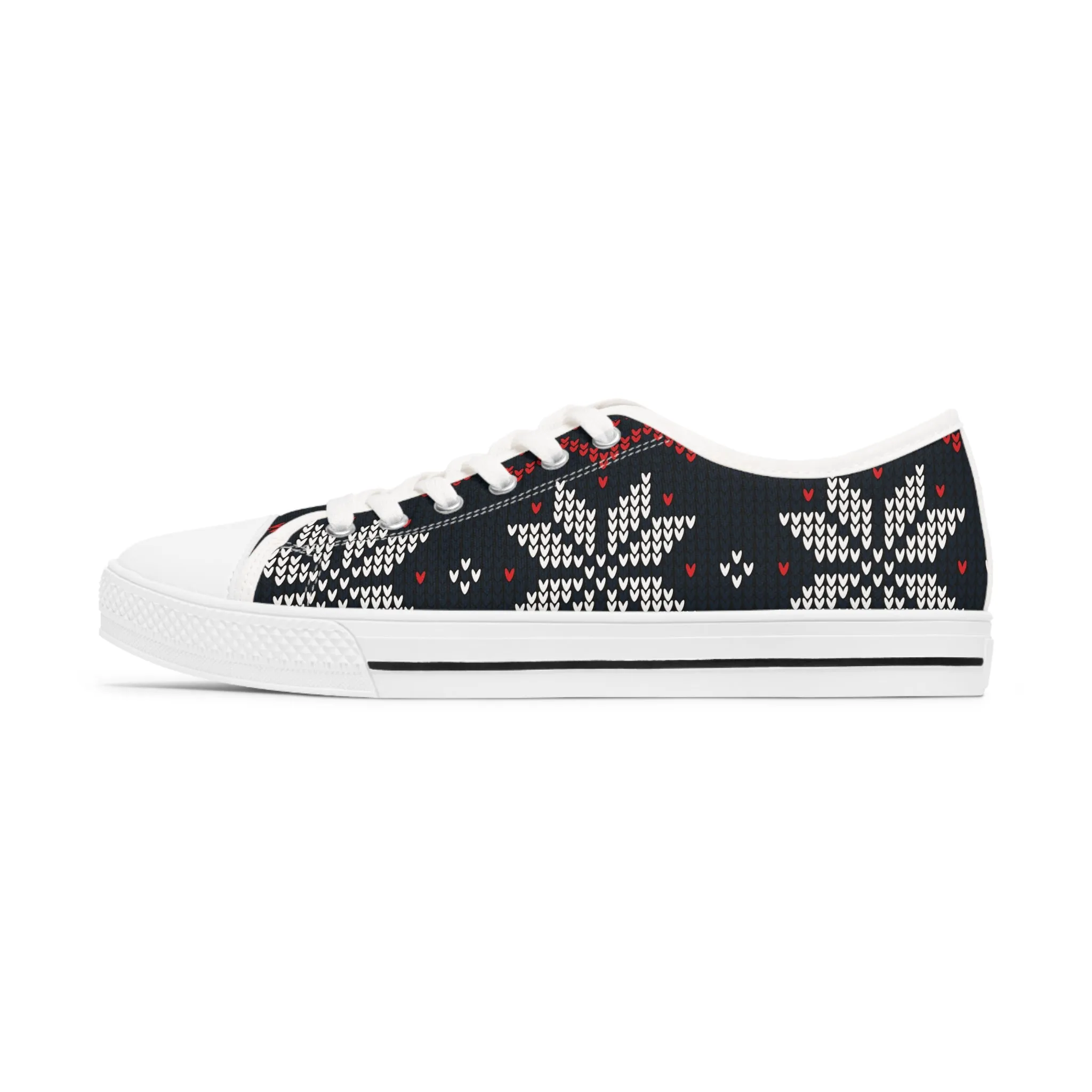 Christmas Ugly Sweater Design Women's Low Top Sneakers, Holiday Sneakers Gift for Her, Perfect for Festive Women