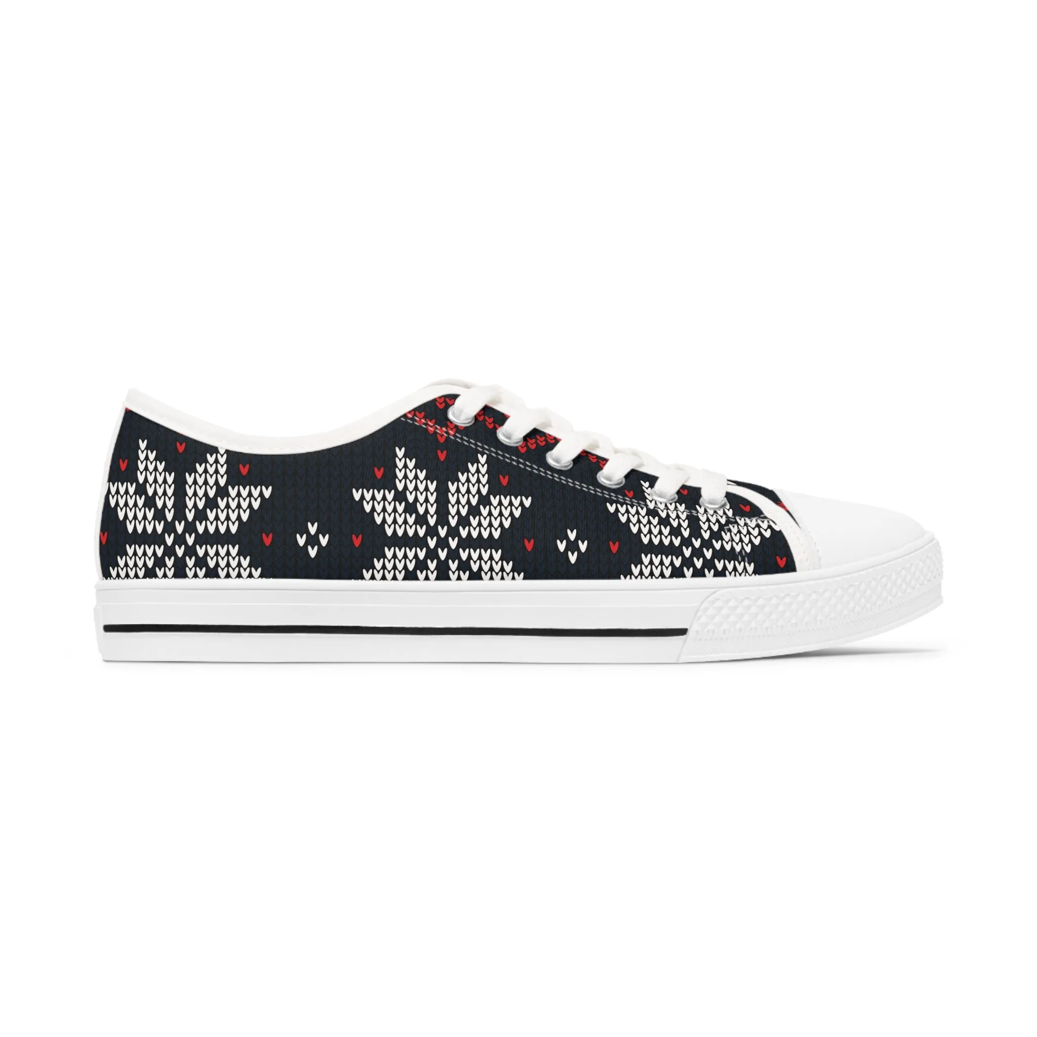 Christmas Ugly Sweater Design Women's Low Top Sneakers, Holiday Sneakers Gift for Her, Perfect for Festive Women