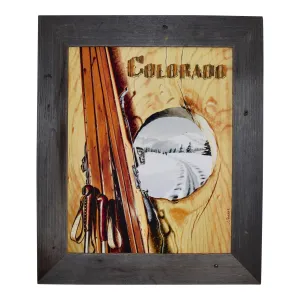 Colorado Knothole Canvas Ski Print in Barnwood Frame