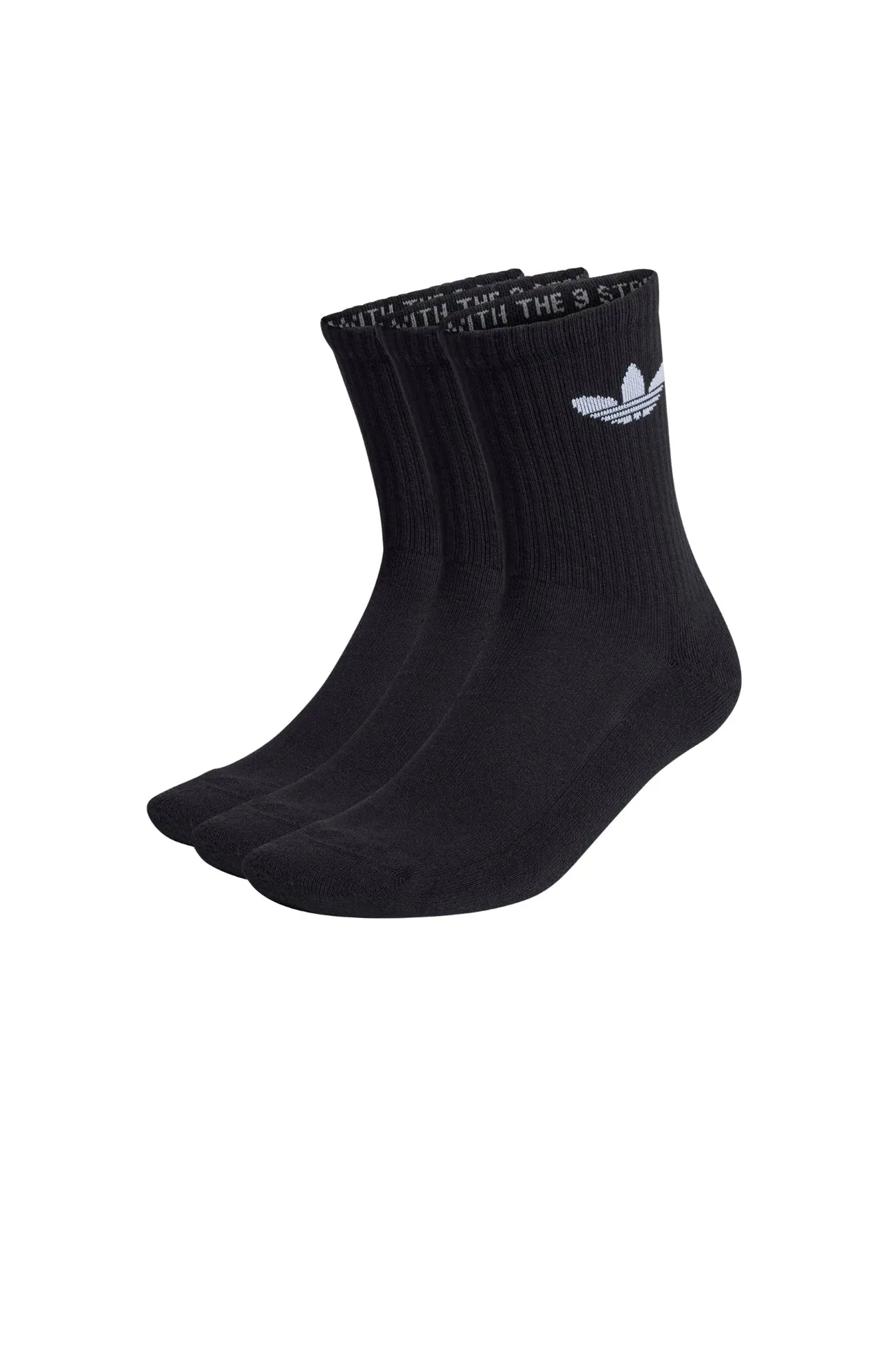 Cushioned Trefoil Mid-Cut Crew Socks 3PK Black