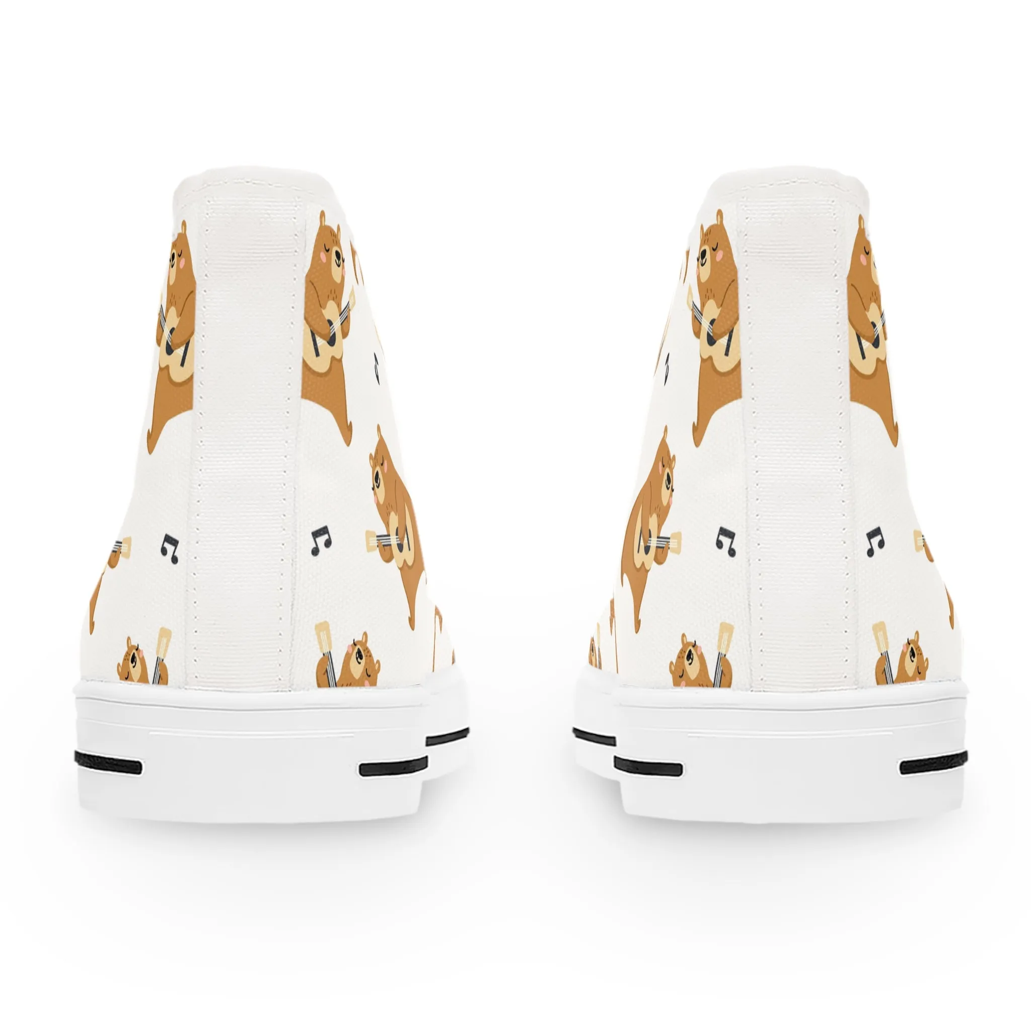 Cute Bear Playing Guitar Women's High Top Sneakers