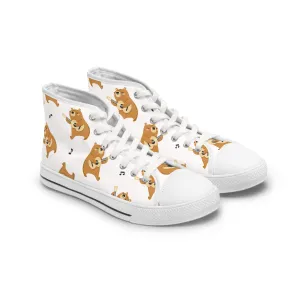 Cute Bear Playing Guitar Women's High Top Sneakers