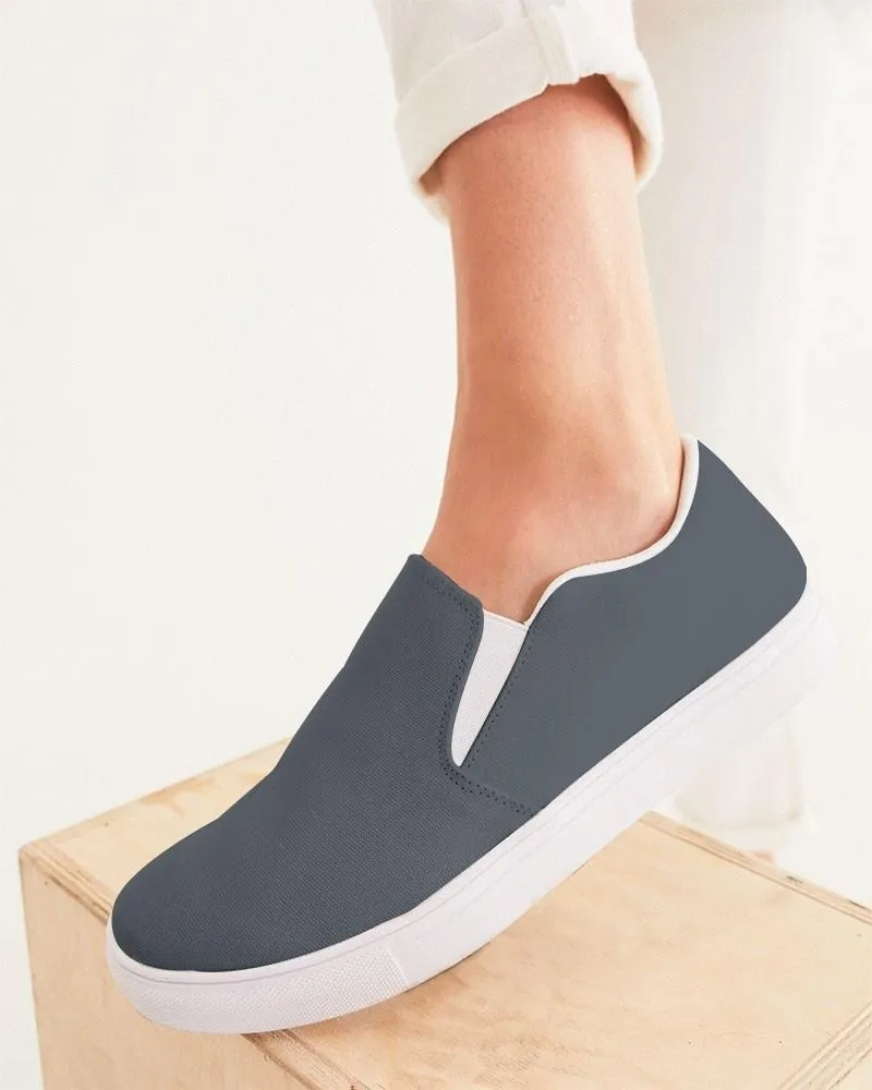 Dark Cyan Gray Slip-On Canvas Sneakers | Women's | Dark Pale Cyan Gray | C10M0Y0K80