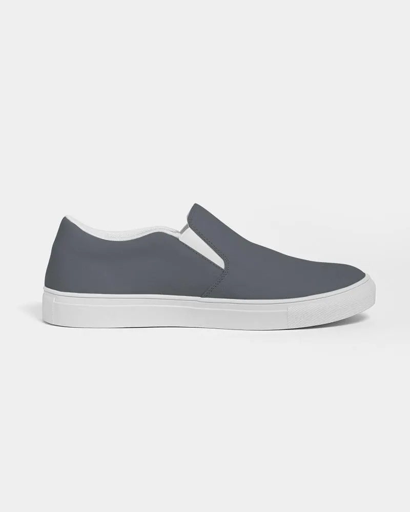 Dark Cyan Gray Slip-On Canvas Sneakers | Women's | Dark Pale Cyan Gray | C10M0Y0K80