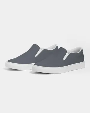 Dark Cyan Gray Slip-On Canvas Sneakers | Women's | Dark Pale Cyan Gray | C10M0Y0K80