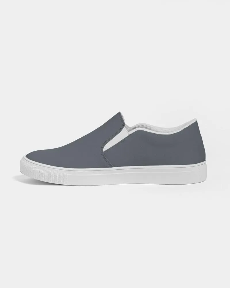 Dark Cyan Gray Slip-On Canvas Sneakers | Women's | Dark Pale Cyan Gray | C10M0Y0K80