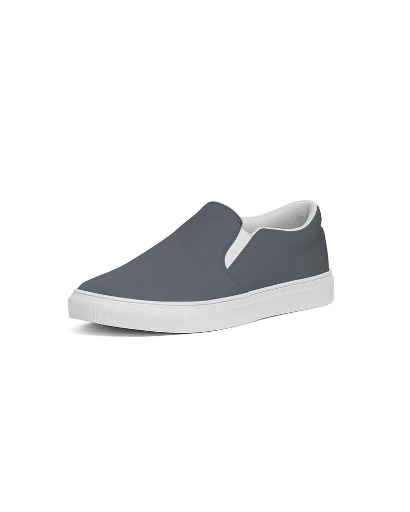 Dark Cyan Gray Slip-On Canvas Sneakers | Women's | Dark Pale Cyan Gray | C10M0Y0K80