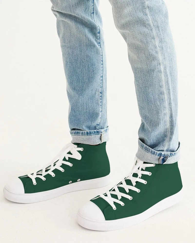 Dark Green Men's High-top Canvas Sneakers | Men's | Dark Pastel Green | C60M0Y60K80