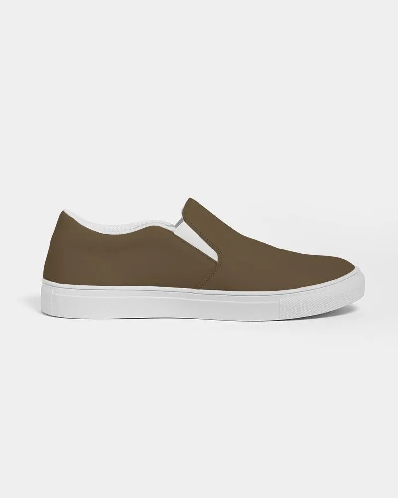 Dark Orange Brown Slip-On Canvas Sneakers | Women's | Dark Pastel Orange Brown | C0M30Y60K80