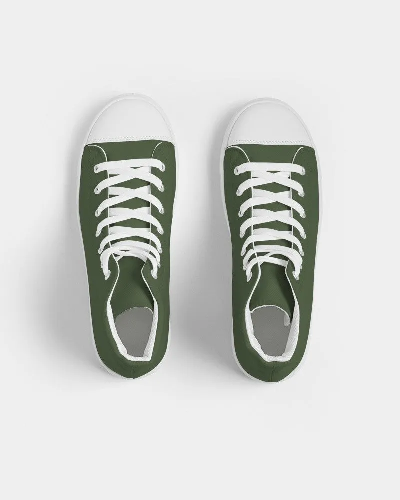 Dark Warm Green Women's High-top Canvas Sneakers | Women's | Dark Pastel Warm Green | C30M0Y60K80