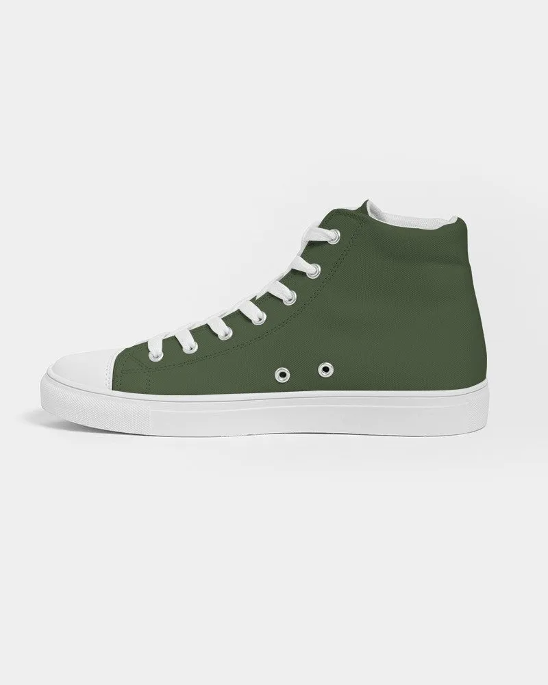 Dark Warm Green Women's High-top Canvas Sneakers | Women's | Dark Pastel Warm Green | C30M0Y60K80