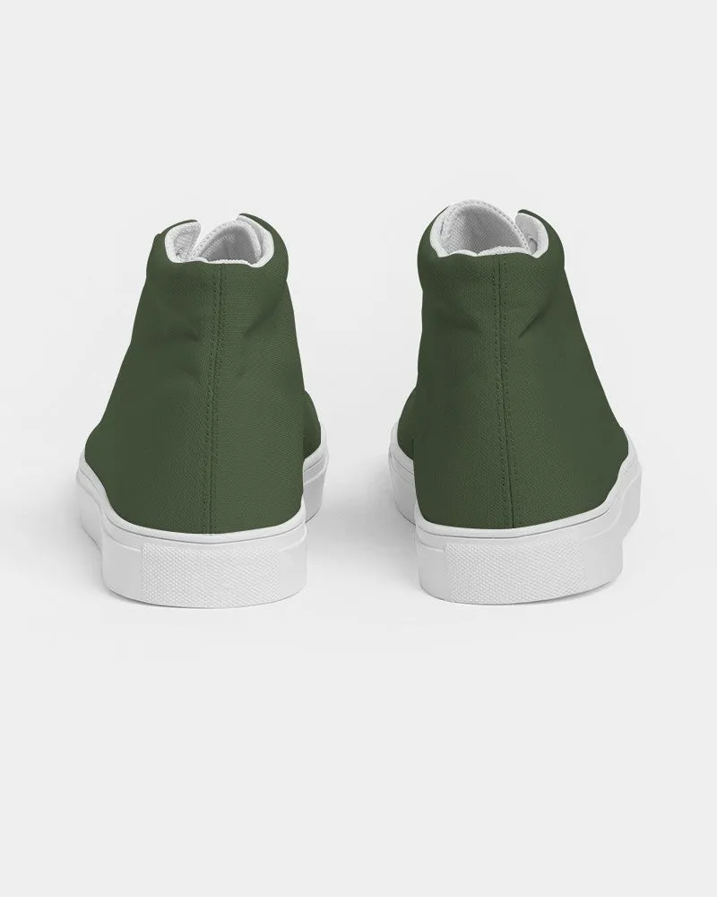 Dark Warm Green Women's High-top Canvas Sneakers | Women's | Dark Pastel Warm Green | C30M0Y60K80