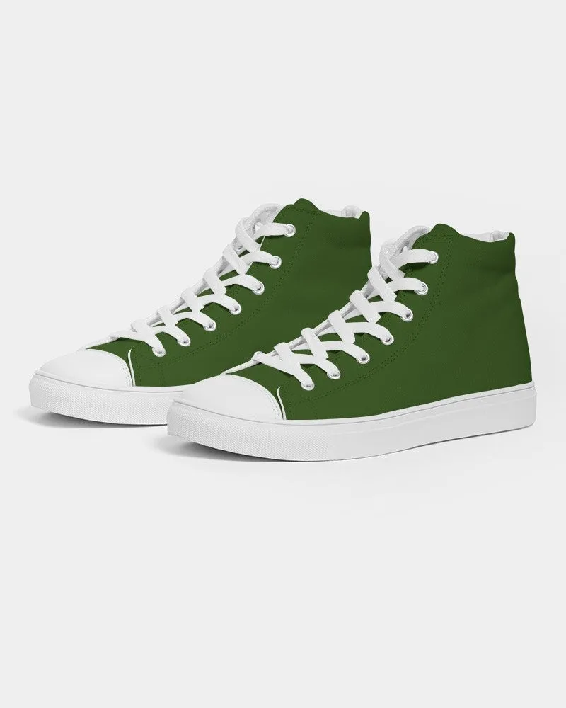 Dark Warm Green Women's High-top Canvas Sneakers | Women's | Dark Pure Warm Green | C50M0Y100K80