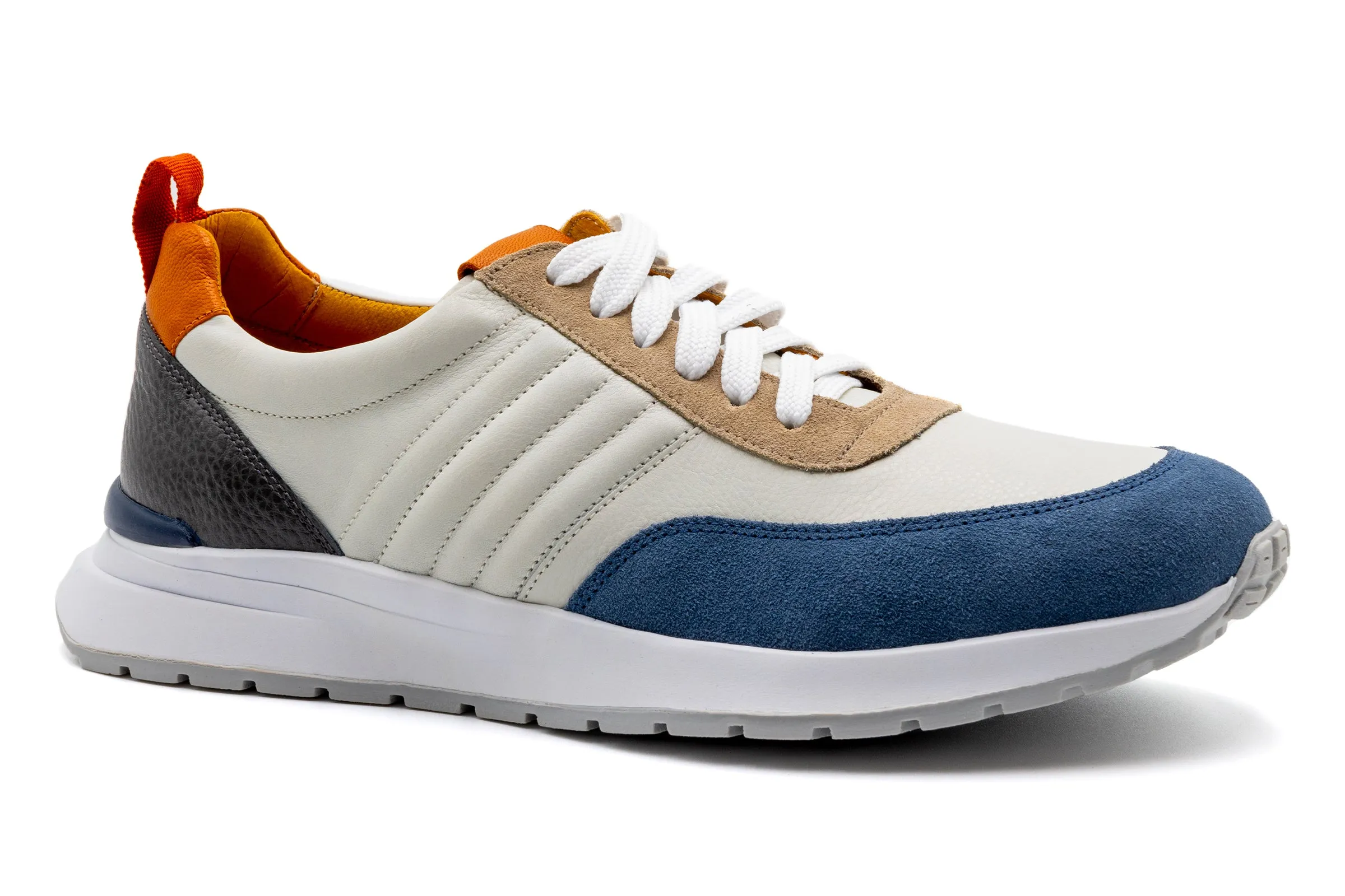 Dawson Glove Leather Sneakers - White/Marine