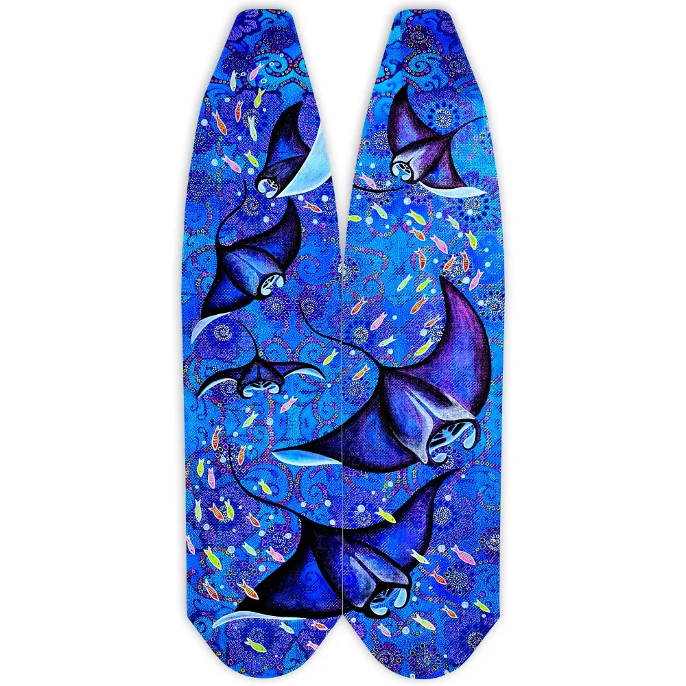 DiveR - Custom Hand Painted By Naomi Gittoes Free Diving Carbon Fin Blades