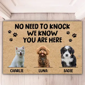 Dog Lovers - No Need To Knock We Know You're Here - Personalized Doormat (TL)