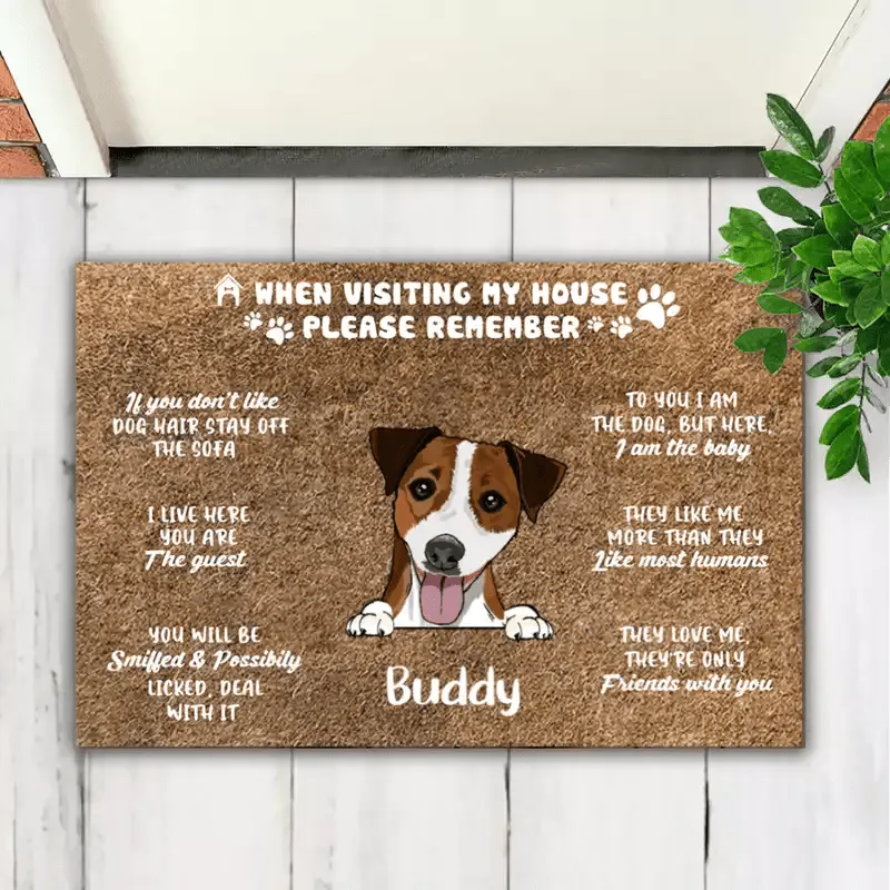 Dog Lovers - When Visit My House Please Remember - Personalized Doormat (Ver 4)