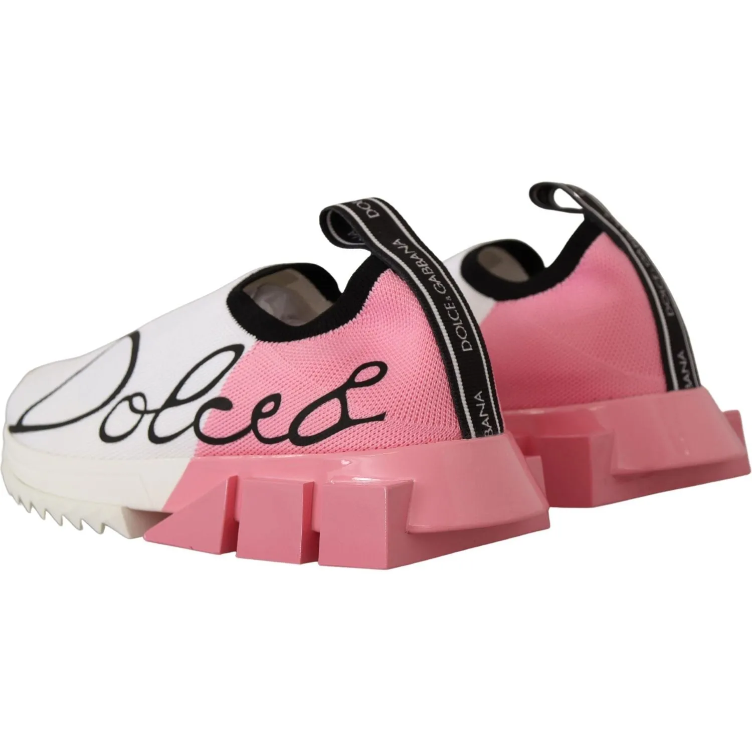 Dolce & Gabbana Elegant Sorrento Slip-On Sneakers in White & Pink